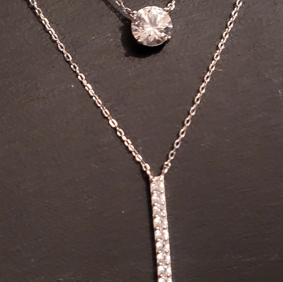 NWT Sterling Silver White Sapphire Necklace Set - Picture 5 of 6